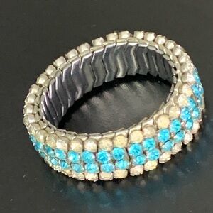RARE ~ Turquoise Rhinestone Vintage Stretch Bracelet 50's